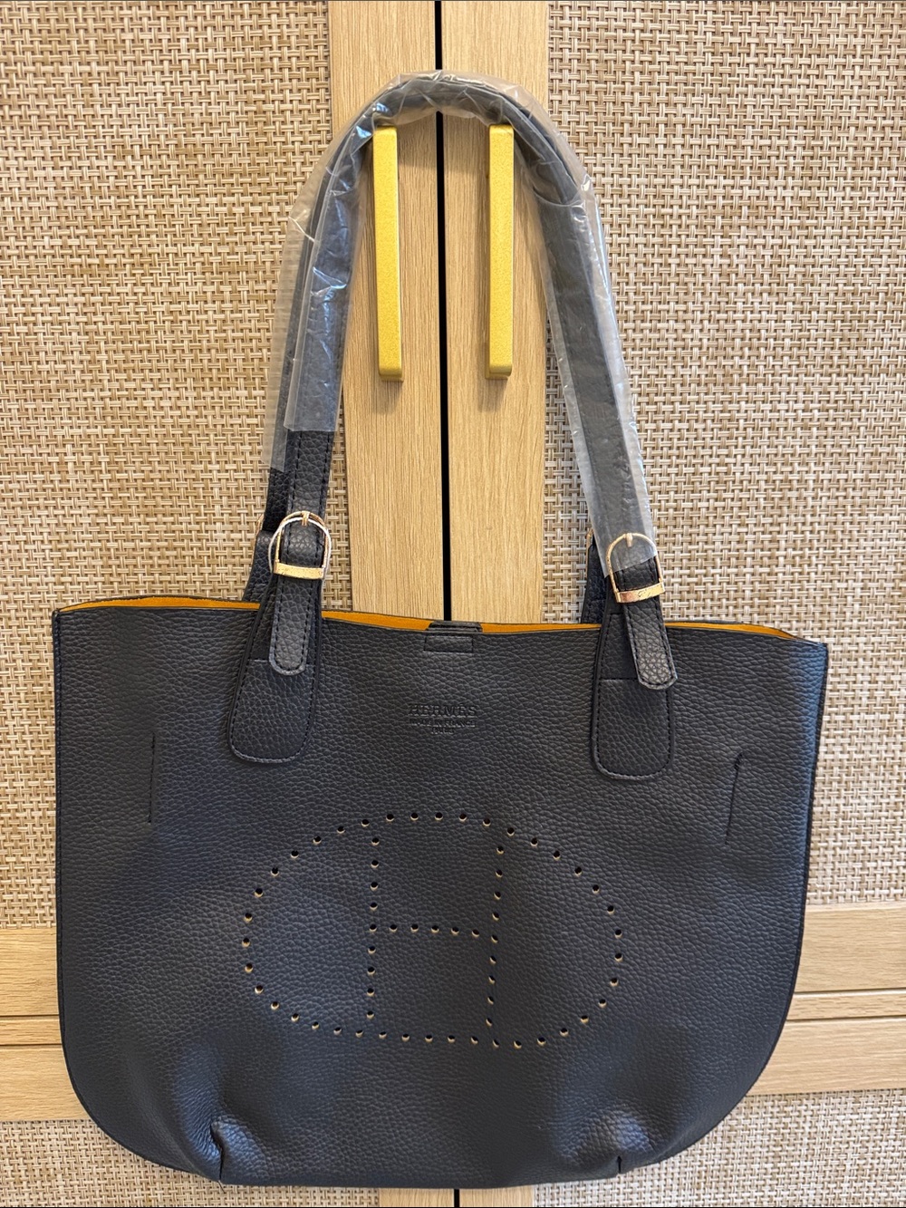 Black H Tote Bag with Logo